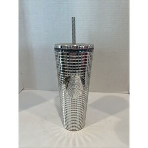 Starbucks Venti 24oz  Silver Sparkling Cold Cup Tumbler